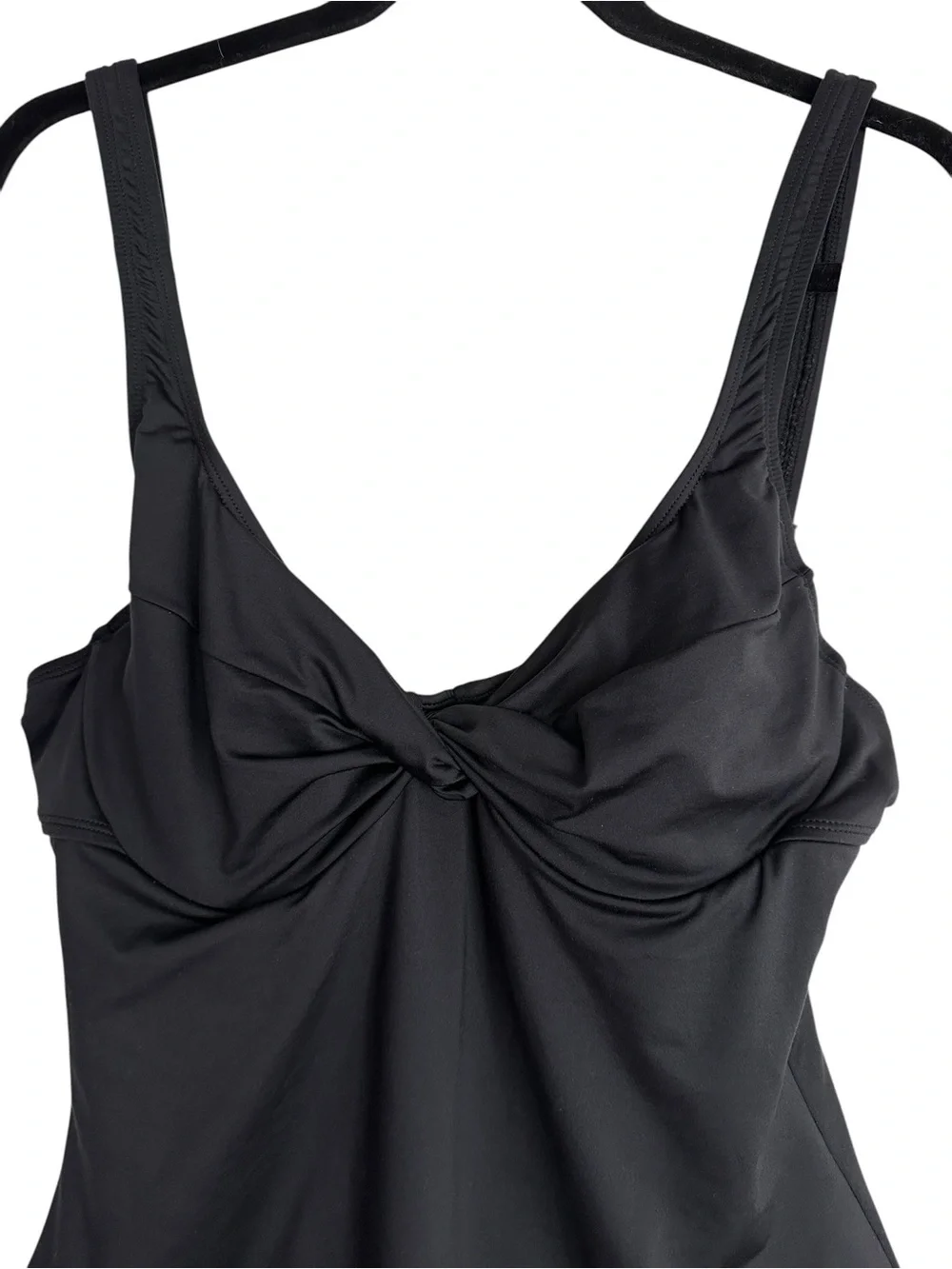 LEILANI Black One Piece Swimsuit Sz 14 Underwire Tummy Control Adjustable Straps
